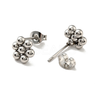 Tarnish Resistant 201 Stainless Steel Flower Stud Earrings with 304 Stainless Steel Pins for Women EJEW-C033-01P-1