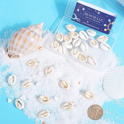 30Pcs Natural Cowrie Shell Pendants SHEL-SC0001-31B-1