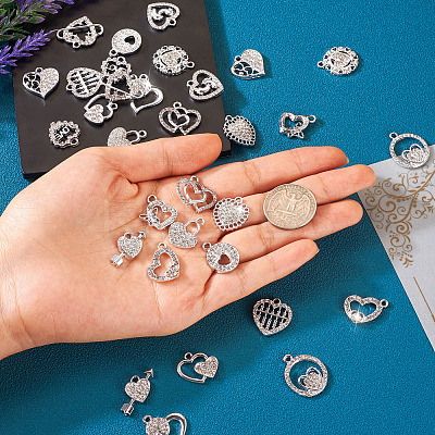 32PCS 16 Style Alloy Rhinestone Pendants ALRI-TA0001-16-1