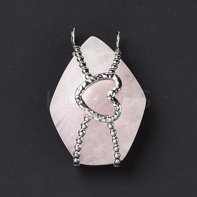 Natural Rose Quartz Pendants G-C243-01P-1