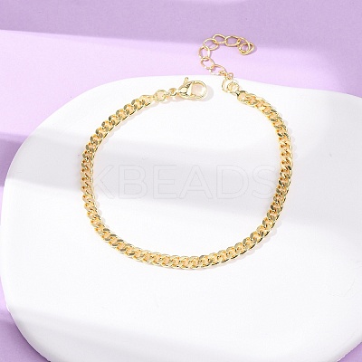 Brass Curb Chain Bracelets for Women LS-BJEW-C140-15G-1