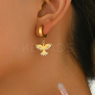 Metal Bird 201 Stainless Steel Hoop Earrings for Women Daily Versatile Jewelry SE6238-3-1