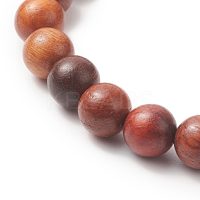 Natural Wood & Synthetic Turquoise Beaded Stretch Bracelet for Men Women BJEW-JB09291-1