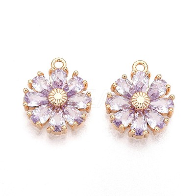 Real 18K Gold Plated Brass Micro Pave Cubic Zirconia Pendants X-KK-S360-043B-NF-1