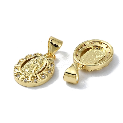 Rack Plating Real 18K Gold Plated Brass Micro Pave Cubic Zirconia Pendants KK-B084-09G-1
