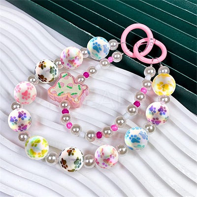 50Pcs AB Color Printed Opaque Acrylic Beads OACR-CJ0002-27-1