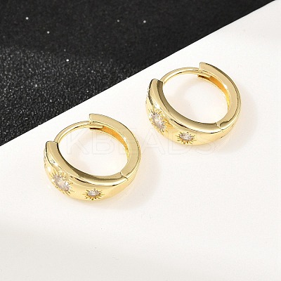 Sun Brass Micro Pave Clear Cubic Zirconia Hoop Earrings EJEW-D348-19G-1