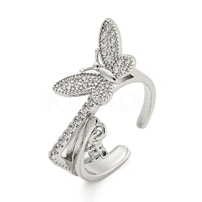 Brass Micro Pave Cubic Zirconia Cuff Rings RJEW-I103-091P-1