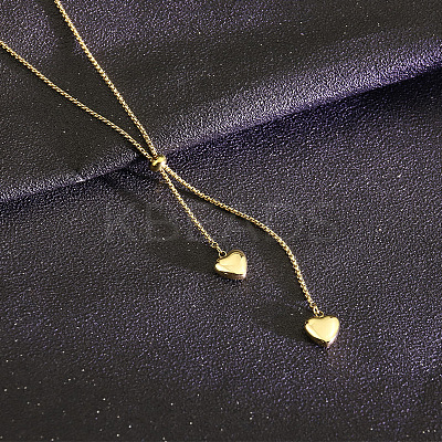 Heart Stainless Steel Tassel Lariat Necklaces for Women FS-WG9133A-01-1
