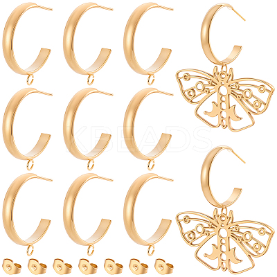 16Pcs 304 Stainless Steel Stud Earring Findings STAS-BBC0010-20C-1