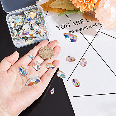 AHADEMAKER 75Pcs Sew on Rhinestones GLAA-GA0001-46-1