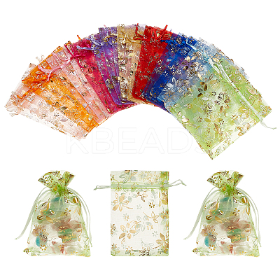 60Pcs 10 Colors Hot Stamping Organza Bags OP-PH0001-35-1