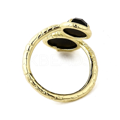 Round Natural Obsidian Open Cuff Rings RJEW-C087-02G-05-1