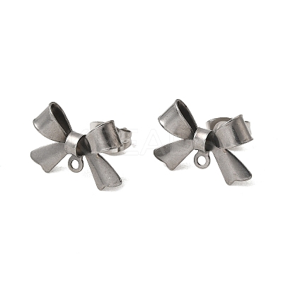 304 Stainless Steel Bowknot Stud Earring Findings STAS-Z159-01P-1