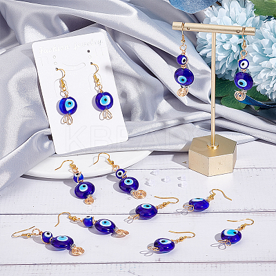 8 Pairs 2 Style Lampwork Evil Eye Dangle Earrings EJEW-PH0001-19-1