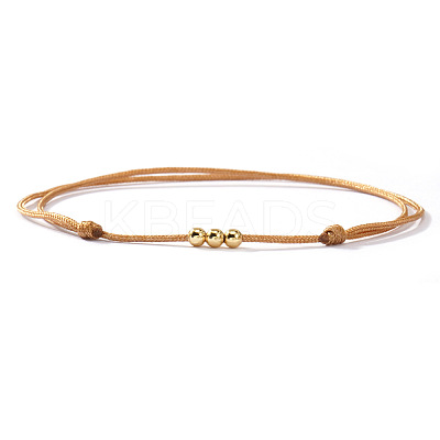 Brass Round Bead Braided Bracelets QM9209-4-1