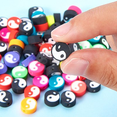 2 Strands 2 Colors Handmade Polymer Clay Beads Strand CLAY-SZ0001-16-1