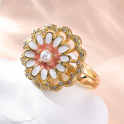 Dasiy Rotatable Open Cuff Rings for Women RJEW-C118-06G-1
