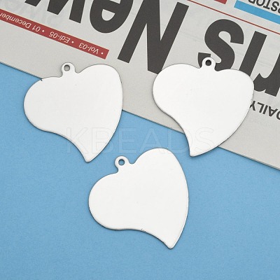 Tarnish Resistant 201 Stainless Steel Heart Stamping Blank Tag Pendants STAS-S031-16-1