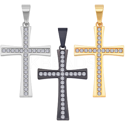 3Pcs 3 Colors 304 Stainless Steel Pendants STAS-BBC0007-18-1