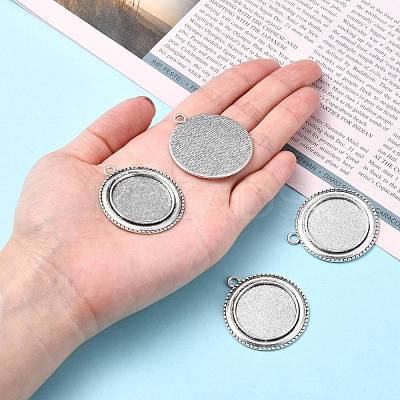 Vintage Tibetan Style Alloy Pendant Cabochon Bezel Settings X-TIBEP-O006-19AS-1