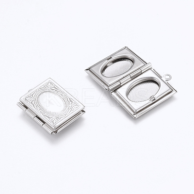 Tarnish Resistant 304 Stainless Steel Locket Pendants STAS-E144-025P-1