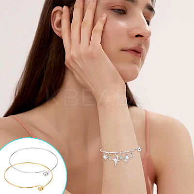 6Pcs 2 Colors 304 Stainless Steel Bangles for Women BJEW-UN0001-59-1