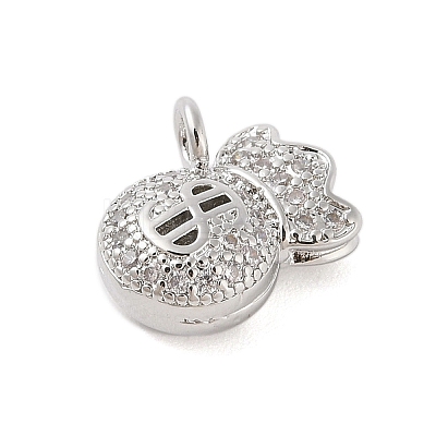 Rack Plating Brass Micro Pave Clear Cubic Zirconia Pendants KK-S380-36P-1