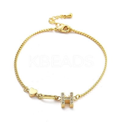 Brass Micro Pave Clear Cubic Zirconia Link Bracelets BJEW-U020-18G-1