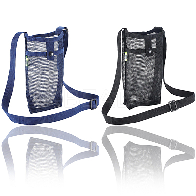 2Pcs 2 Colors Polyester Plastic Water Bottle Mesh Pouches AJEW-CN0004-37A-1