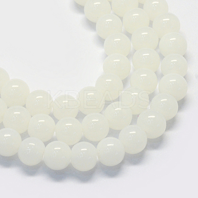 Baking Paint Imitation Jade Glass Round Bead Strands DGLA-Q021-10mm-01-1