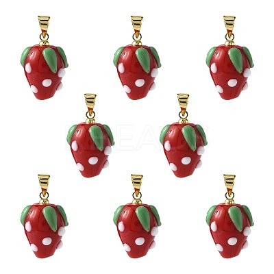 8Pcs Handmade Lampwork Pendants LAMP-FS0001-52B-1