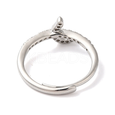 Rack Plating Brass Cubic Zirconia Arabic Letters Adjustable Rings for Women RJEW-S407-10P-03-1