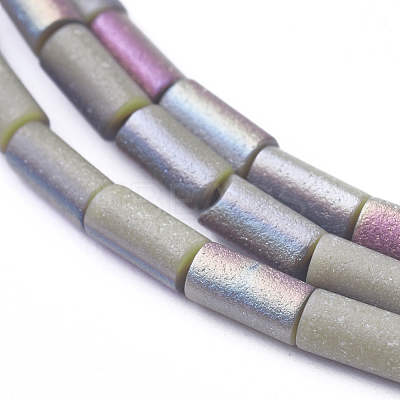Electroplated Frosted Glass Beads Strands EGLA-G071-F-1