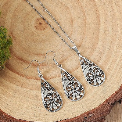 Alloy Pendant Necklaces & Dangle Earrings Sets FS-WGB4D45-01-1