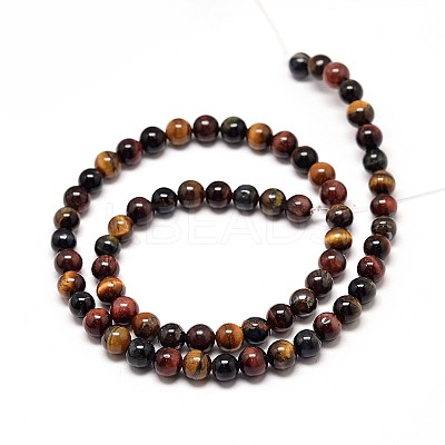 Natural Mixed Tiger Eye Round Bead Strands X-G-P072-35-8mm-1