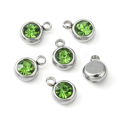 20Pcs 201 Stainless Steel Rhinestone Charms STAS-YW0002-02C-1