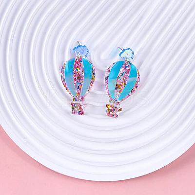 Hot Air Balloon Acrylic Dangle Stud Earrings WG082CC-02-1
