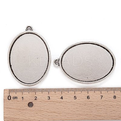Tibetan Style Alloy Oval Tray Pendant Cabochon Settings LS-TIBEP-A19948-AS-LF-1