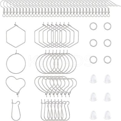720Pcs 7 Style 304 Stainless Steel Hoop Earring Findings STAS-UN0024-36-1