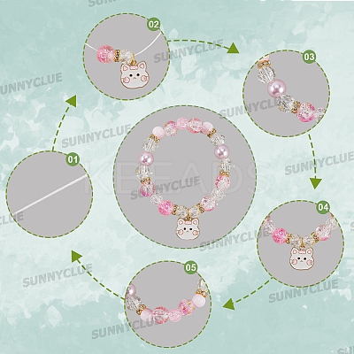 DIY Alloy Enamel Cat Charms & Glass Beads Bracelets Making Kits DIY-SC0030-79-1
