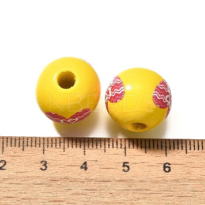 Valentine's Day Element Printed Wood Beads WOOD-R002-01-07-1