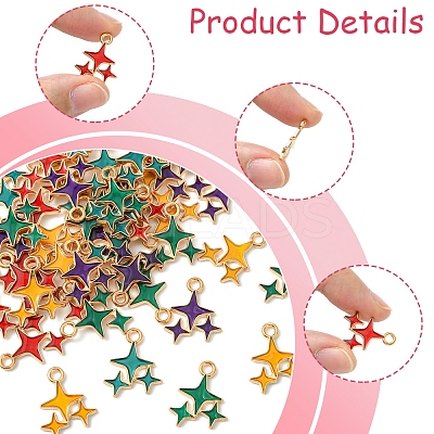 50Pcs 5 Colors Alloy Enamel Pendants ENAM-FS0002-30-1