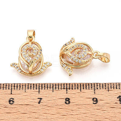 Brass Micro Pave Cubic Zirconia Pendants KK-N272-06G-1