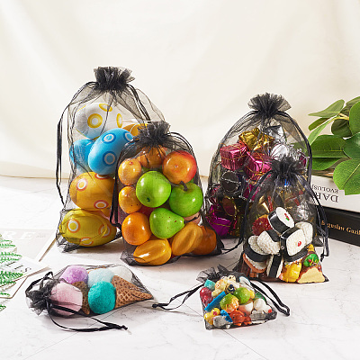 60Pcs 6 Styles Organza Bags Jewellery Storage Pouches Wedding Favour Party Mesh Drawstring Gift OP-TA0001-06-1