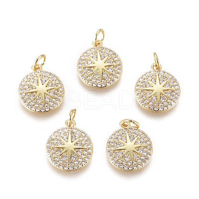 Brass Micro Pave Cubic Zirconia Charms KK-D159-09G-1