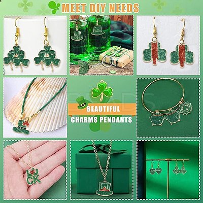 24Pcs 12 Styles Saint Patrick's Day Glitter Alloy Enamel Pendants ENAM-CJ0005-62-1