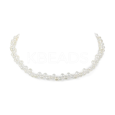 Glass Teardrop Beaded Necklaces NJEW-JN04273-01-1