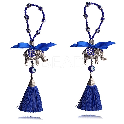 Alloy Rhinestone Elephant Pendant Decoration PW-WG56848-01-1
