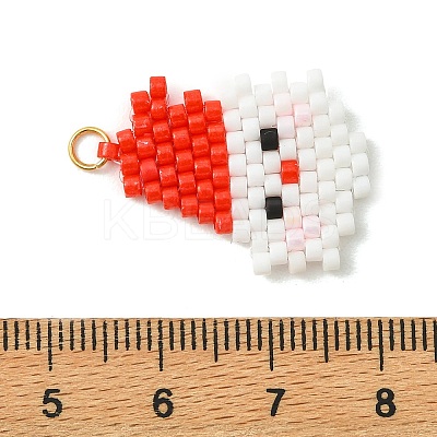 Christmas 304 Stainless Steel & Glass Cylinder Seed Beads Pendnats PALLOY-MZ01443-1